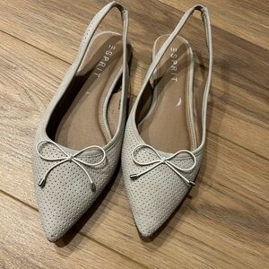 Esprit Women's Light Cream Pointed Slingback Flats with Bow